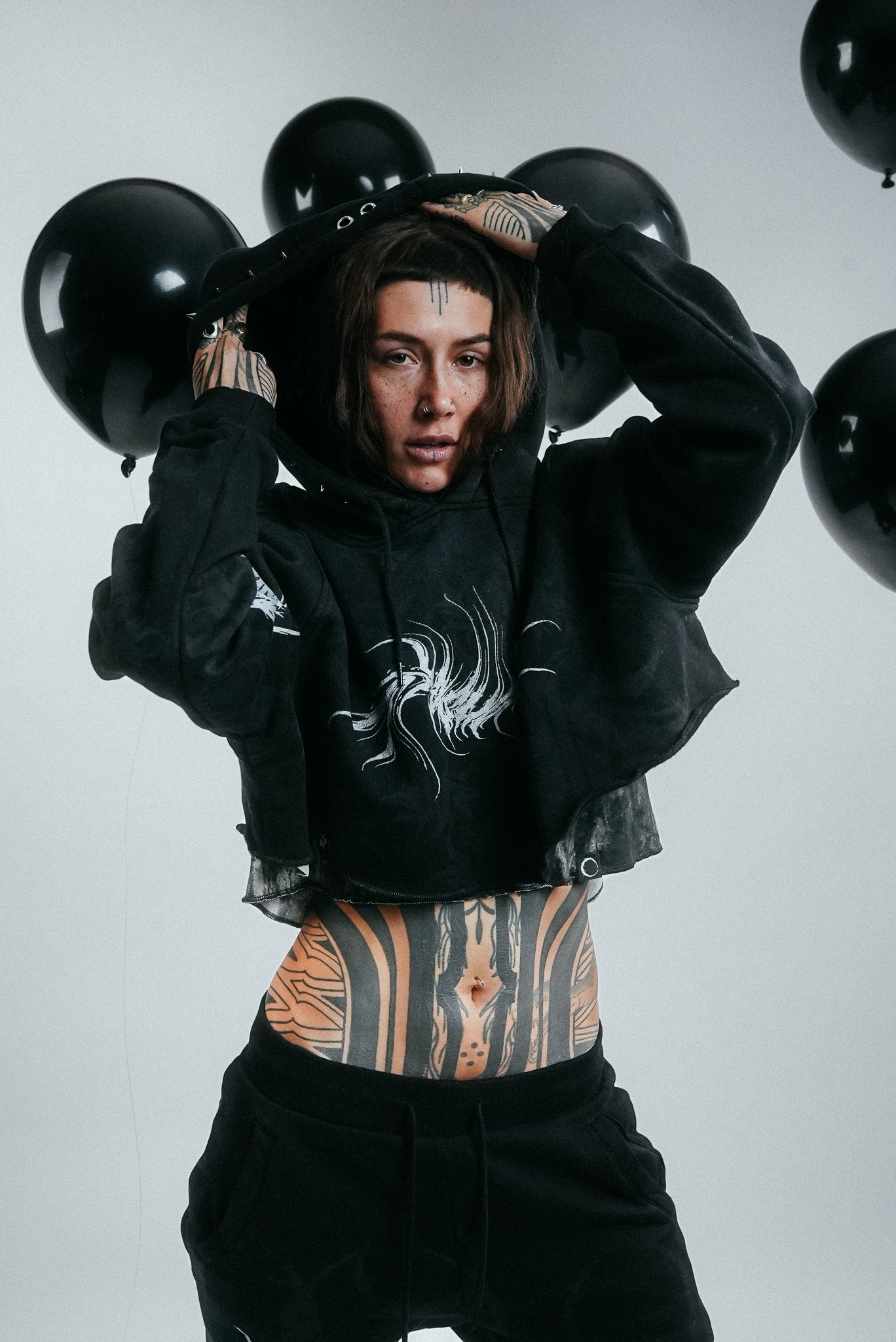 DARK BLEACHED SPIKED HOODIE
