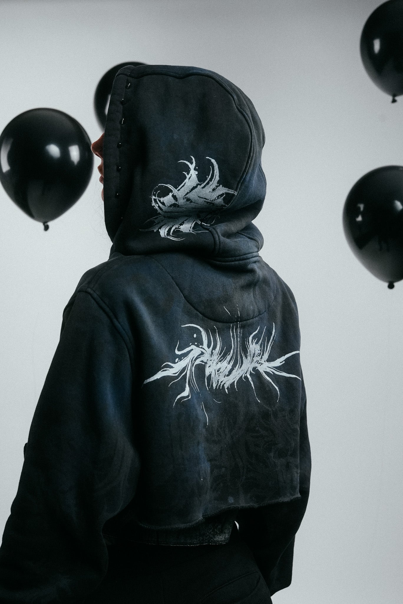 DARK BLEACHED SPIKED HOODIE