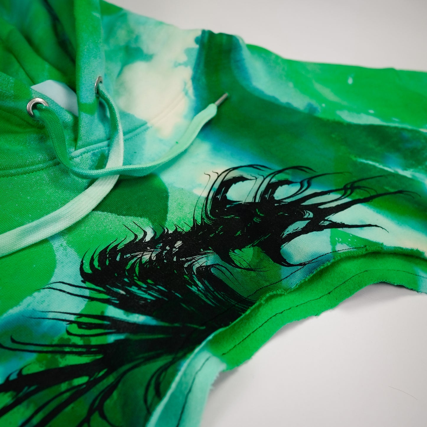 GREEN ACID CROP HOODIE by Mademoiselle Opossum