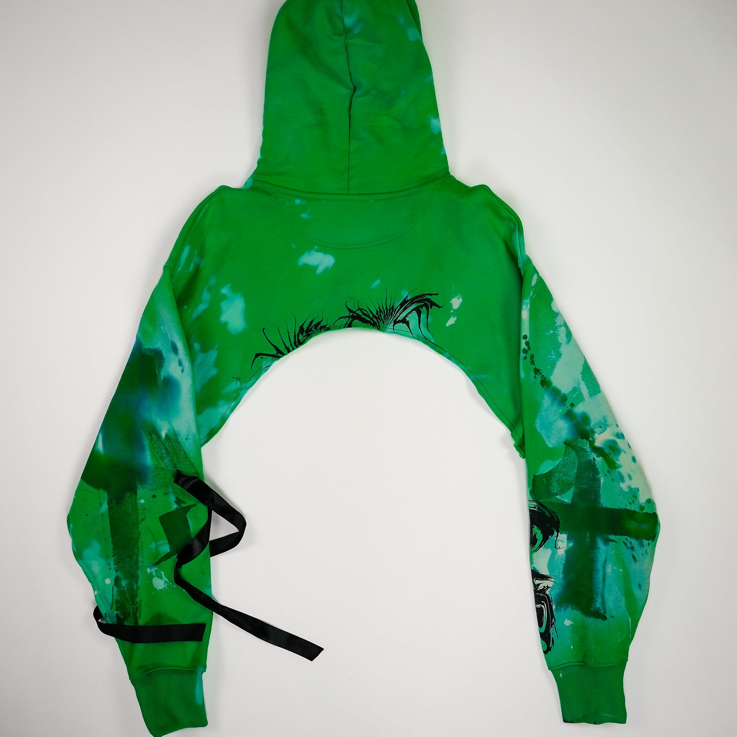 GREEN ACID CROP HOODIE by Mademoiselle Opossum