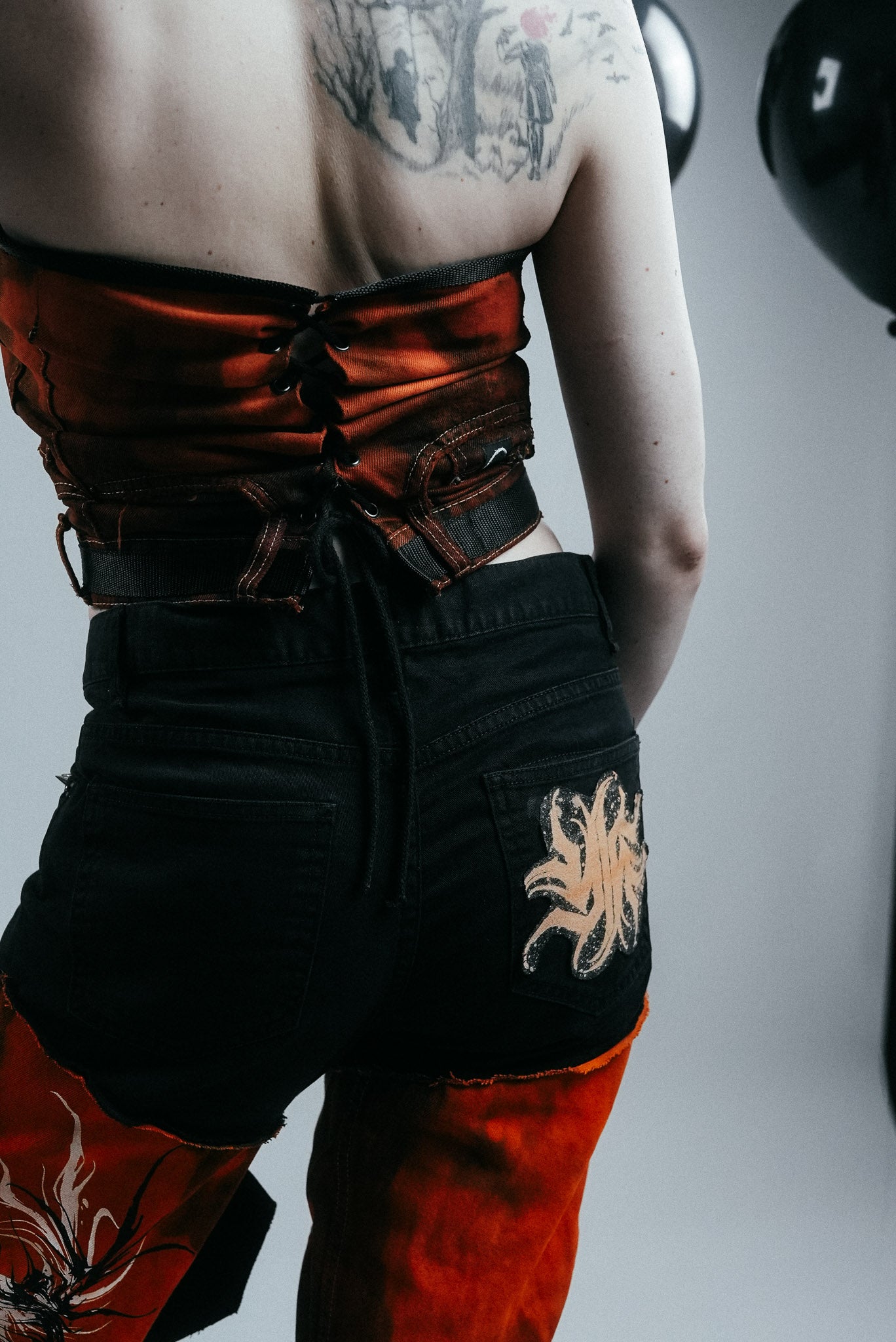 Orange bleached corset