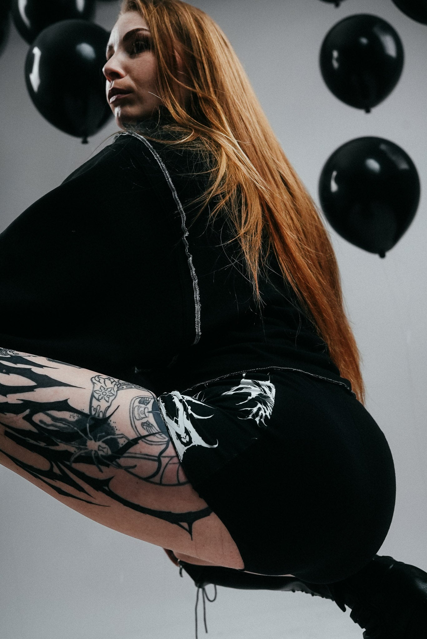 Black Shorts YH printed fabric