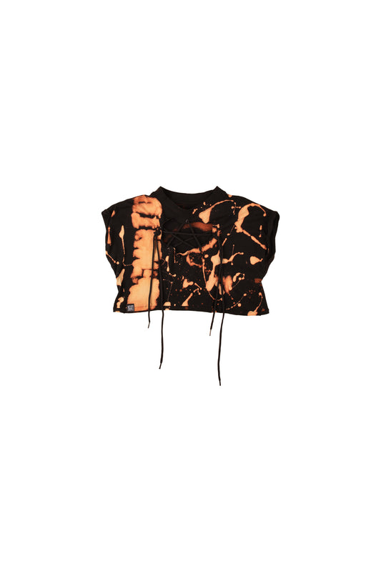 BLEACHED PENTAGRAM CROP SHIRT