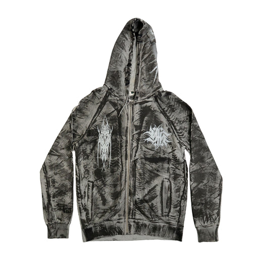 GREY REWORKED ZIP HOODIE