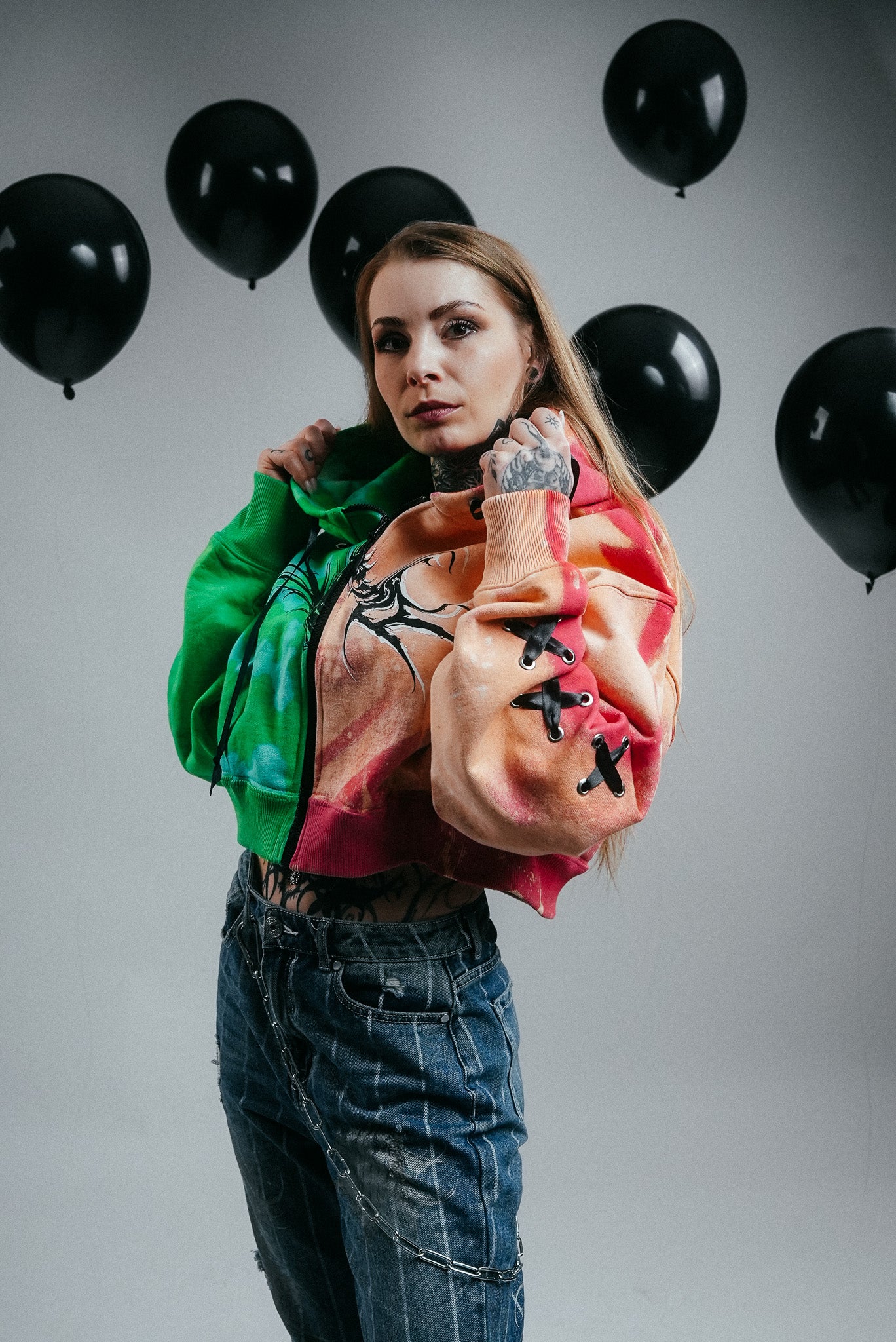 Mi Parti - Crossed Ribbon Crop Jacket