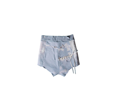 Light Blue shorts with silver Studs & Tie Details.