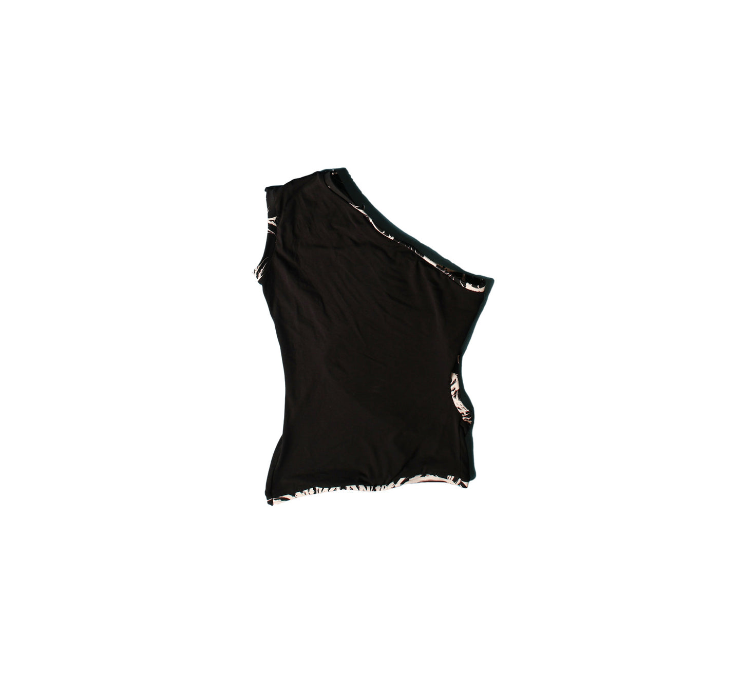 Asymmetric Cut-Out YH printed fabric Top