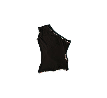 Asymmetric Cut-Out YH printed fabric Top