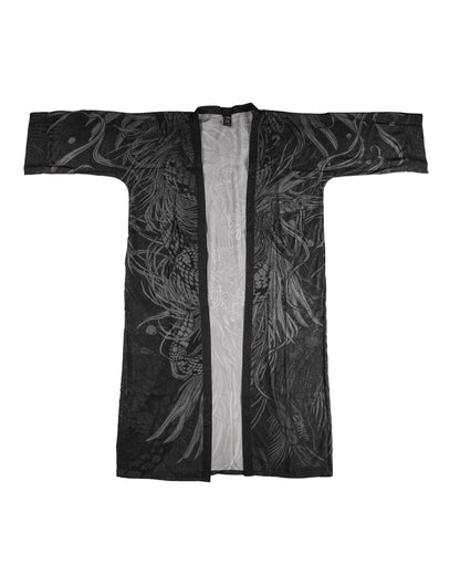 KUSEN BLACK EXTRA LONG KIMONO