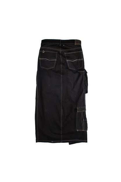 Upcycled Asymmetric Cargo Maxi Skirt