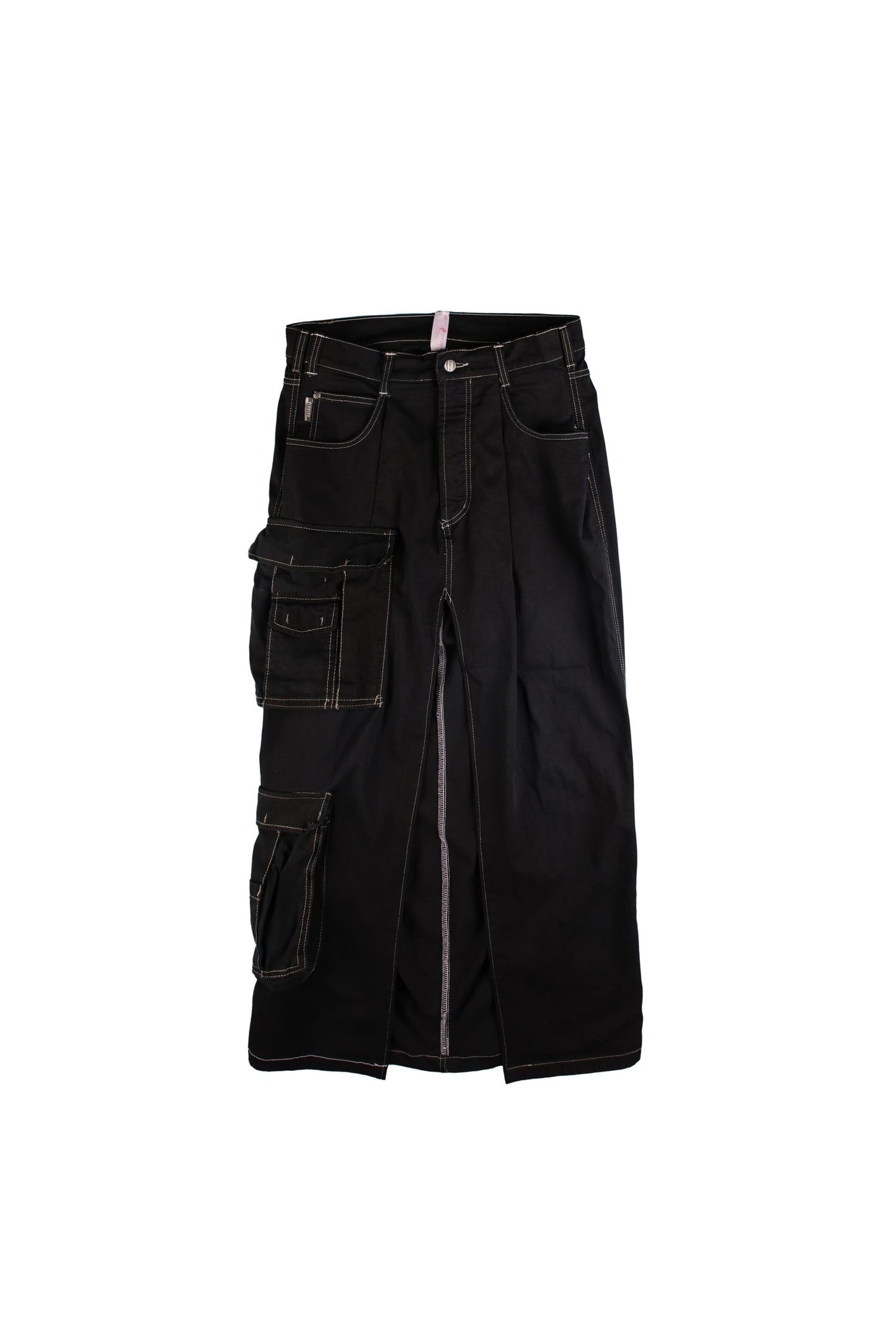 Upcycled Asymmetric Cargo Maxi Skirt