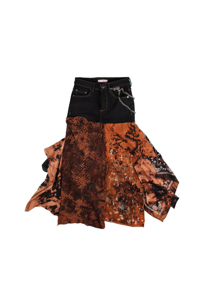 Upcycled Asymmetric Bleached Festival Skirt