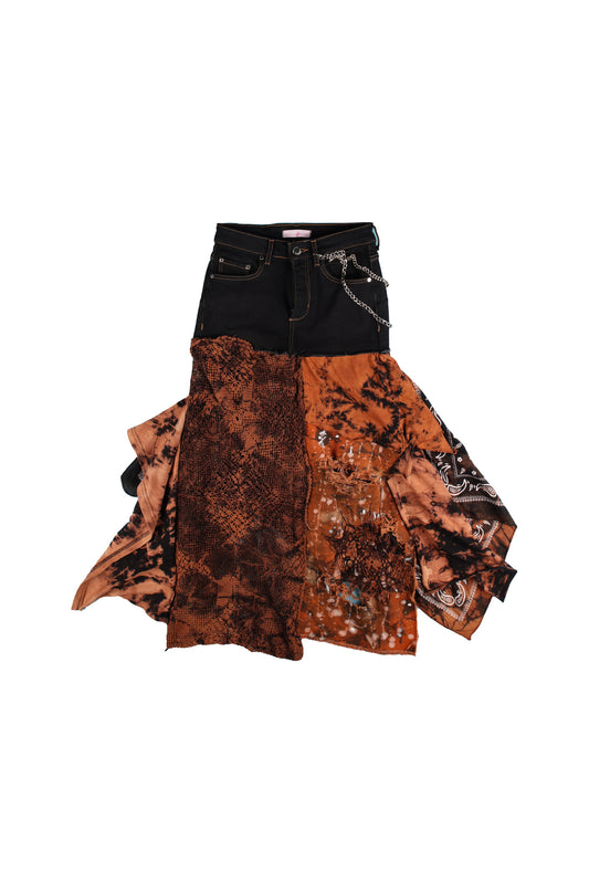 Upcycled Asymmetric Bleached Festival Skirt