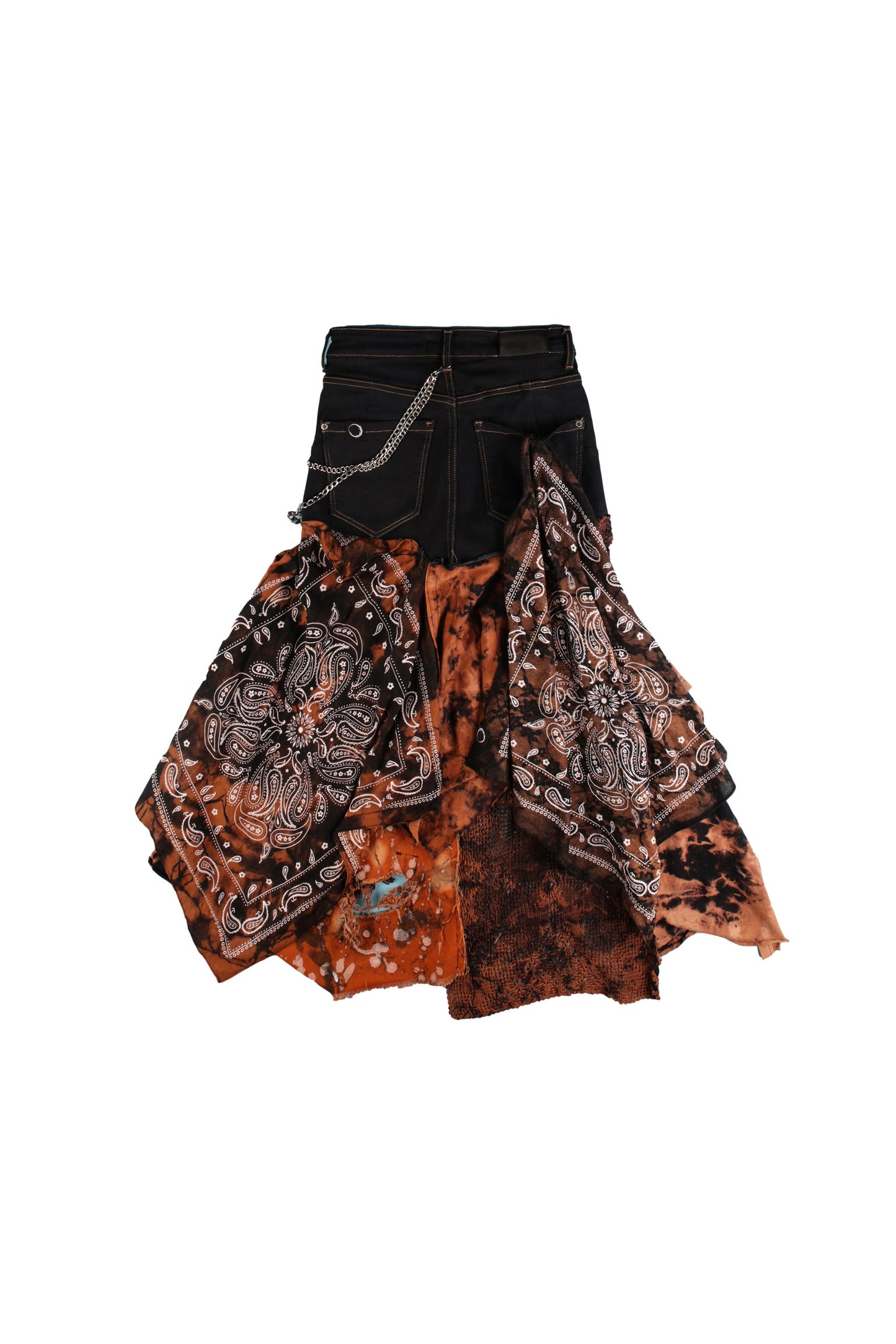 Upcycled Asymmetric Bleached Festival Skirt