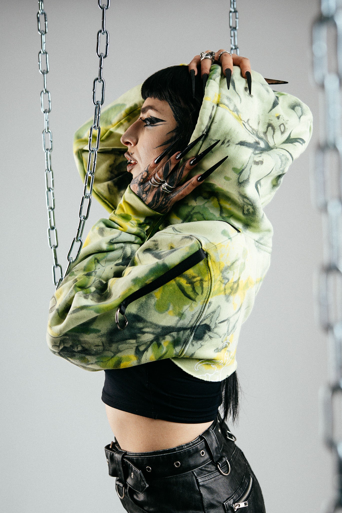 Jungle Glitch Cropped Hoodie