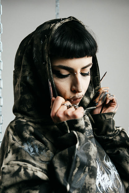 CROPPED REWORKED KINTSUGI HOODIE