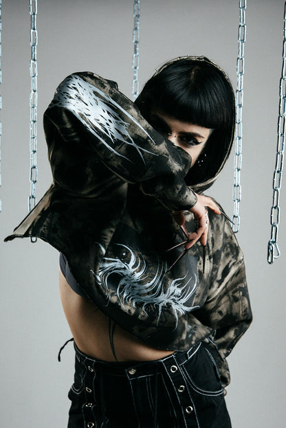 CROPPED REWORKED KINTSUGI HOODIE