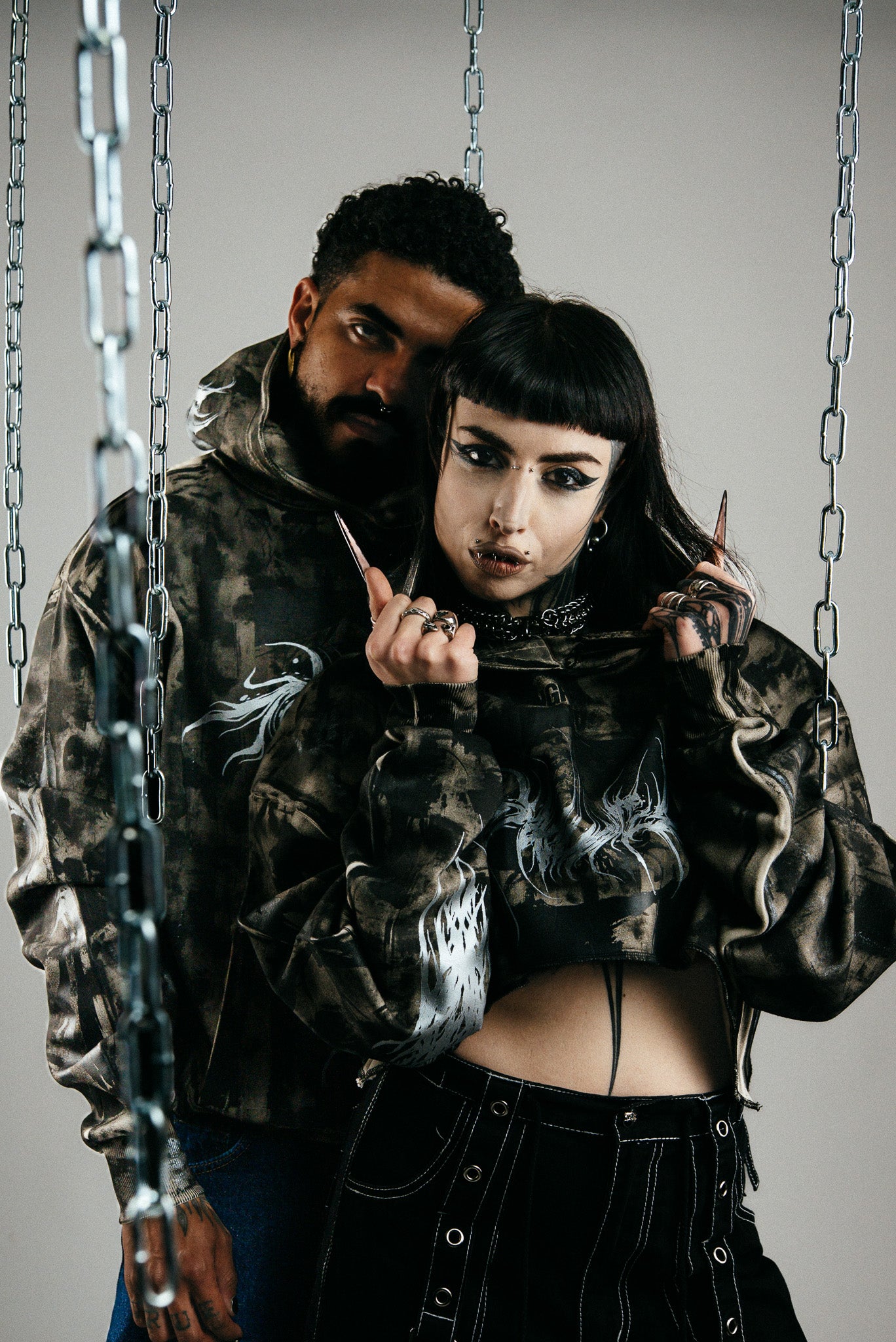 CROPPED REWORKED KINTSUGI HOODIE