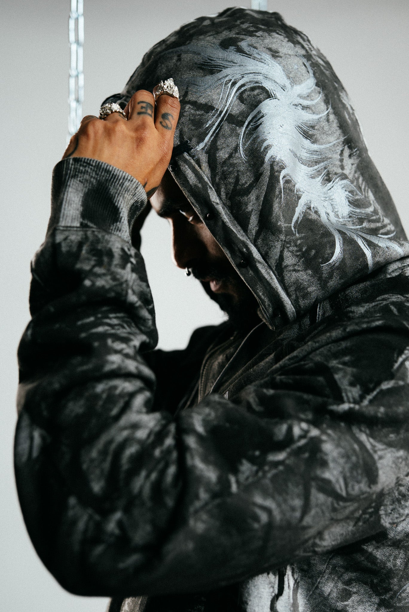 GREY REWORKED ZIP HOODIE