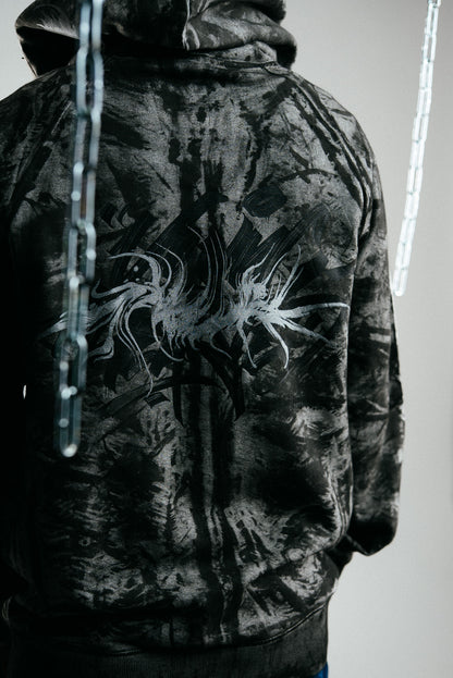 GREY REWORKED ZIP HOODIE