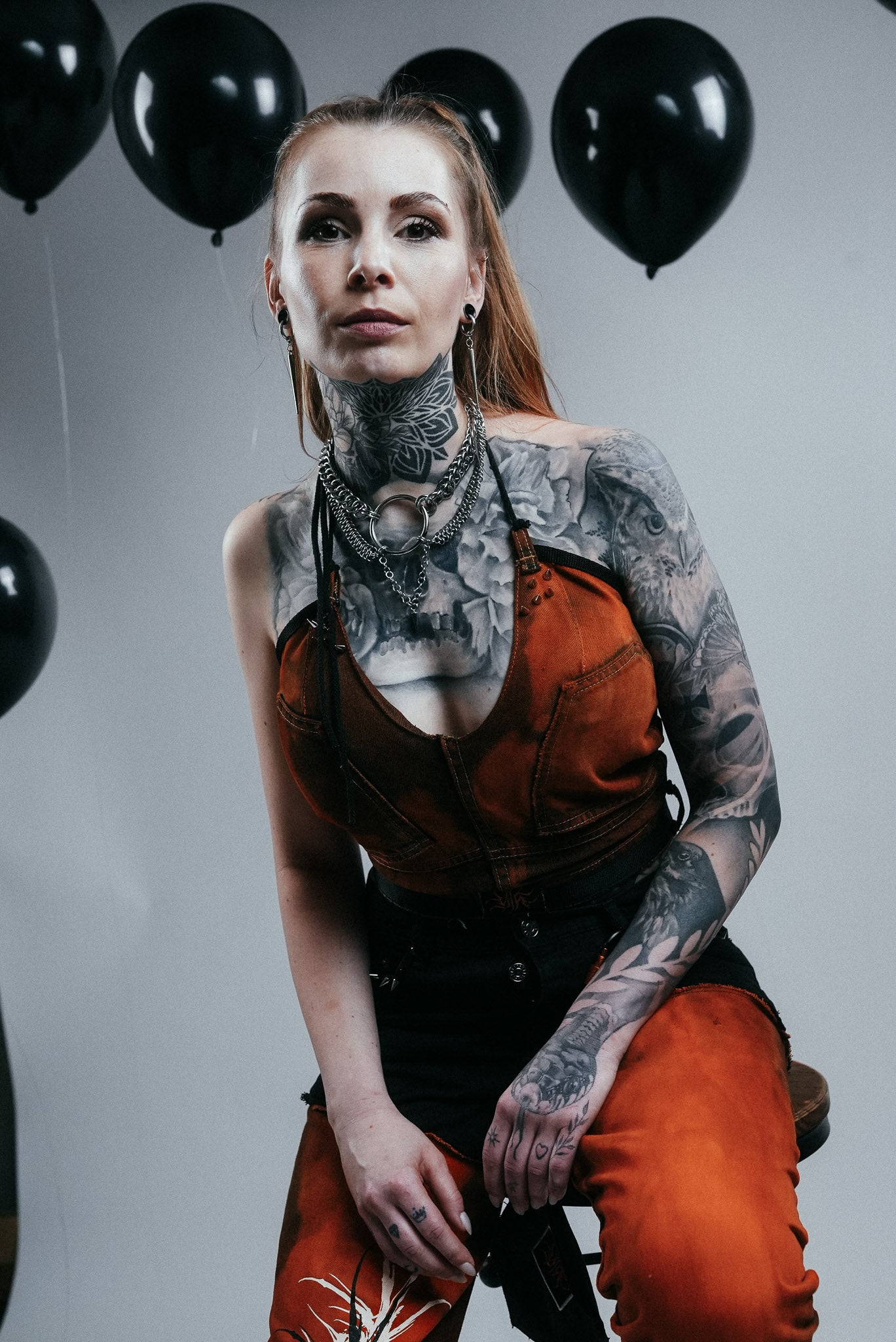 Orange bleached corset