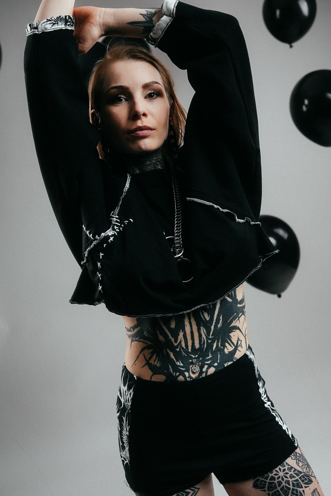 Black Shorts YH printed fabric