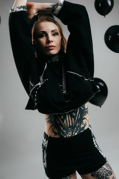 Black Shorts YH printed fabric