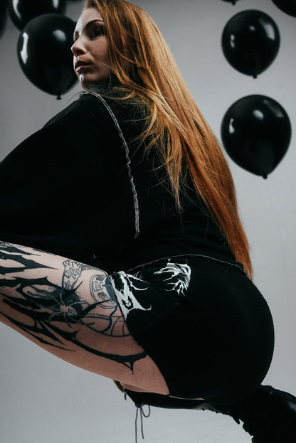 Black Shorts YH printed fabric