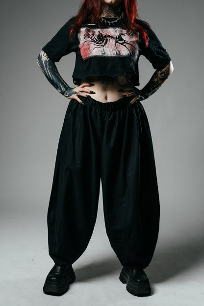 Wide Leg Cotton Balloon Trousers