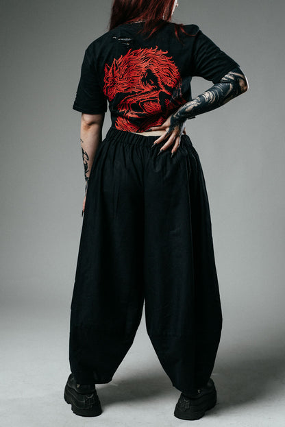Wide Leg Cotton Balloon Trousers