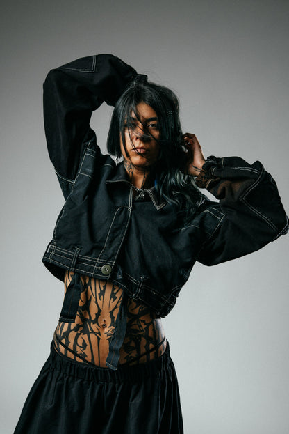 Upcycled Trouser Cropped Jacket