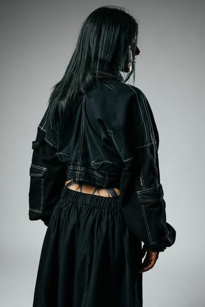 Upcycled Trouser Cropped Jacket