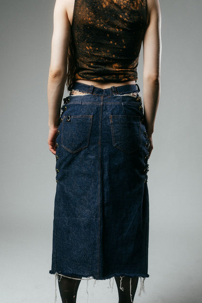 Deconstructed Laced Corset Denim Skirt