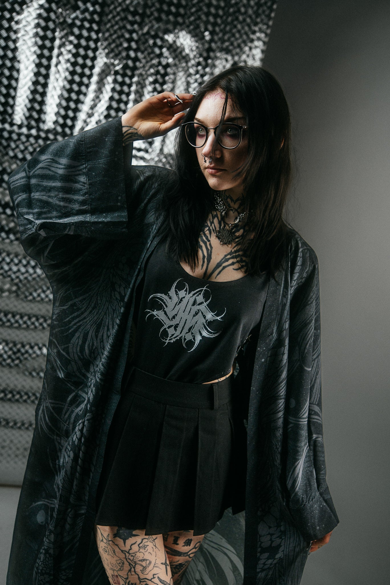 KUSEN BLACK EXTRA LONG KIMONO