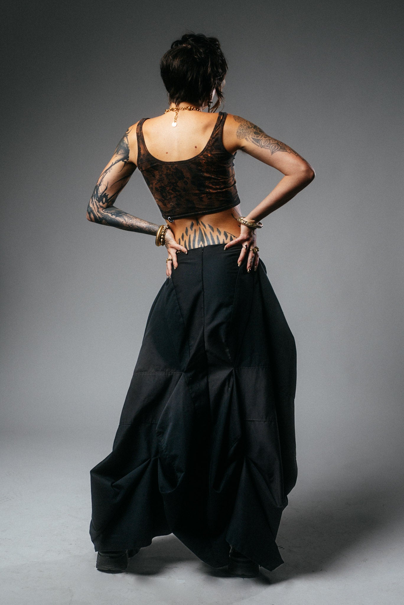 Upcycled Architectural Desert Maxi Skirt
