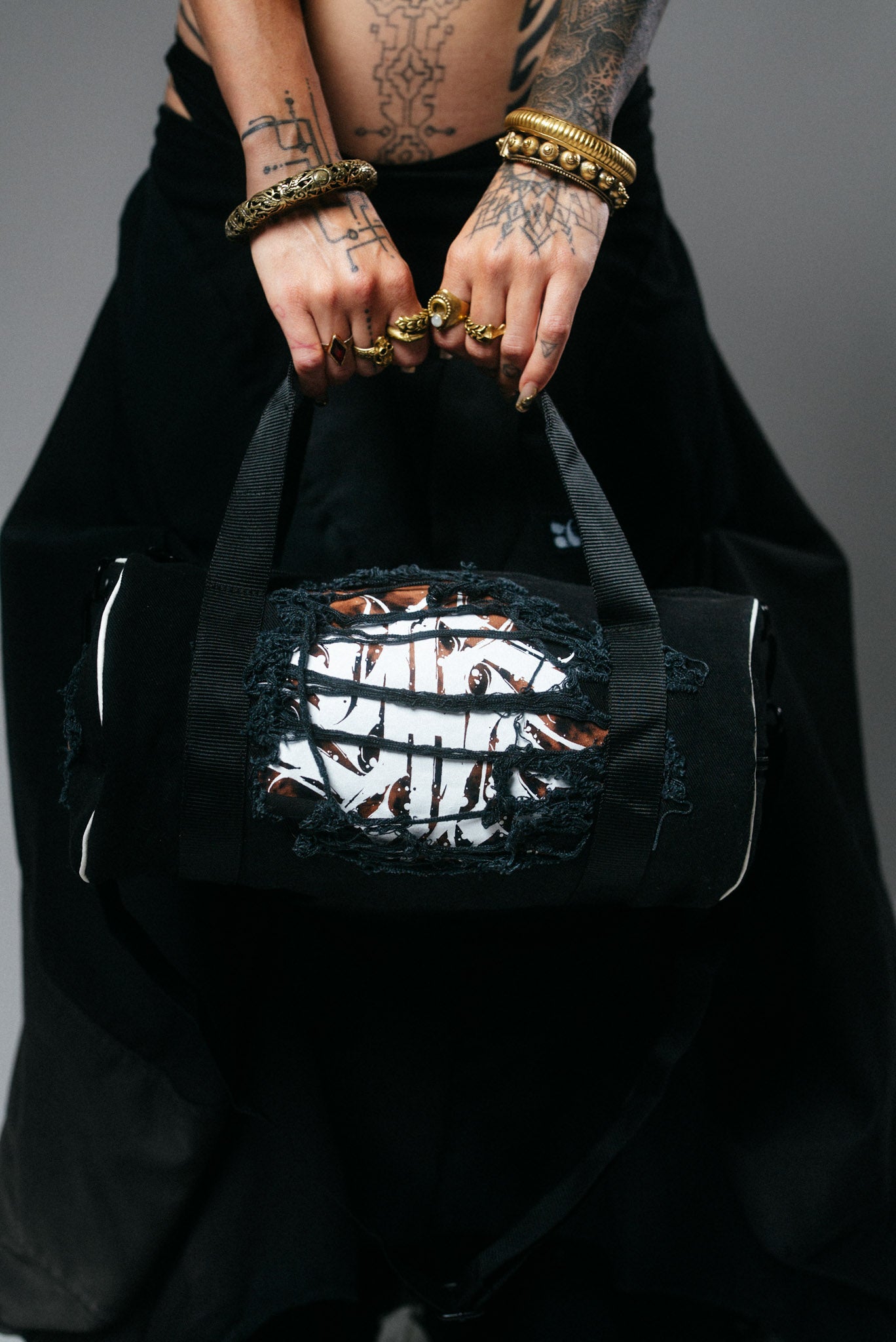 Distressed Denim Mini Duffle Bag YH