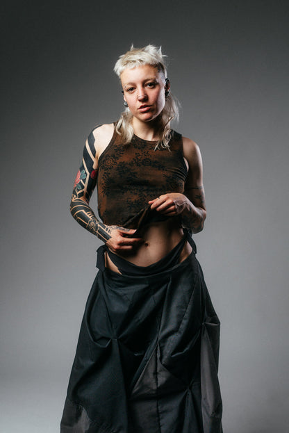 Lace-Bleached Cotton Tank Top