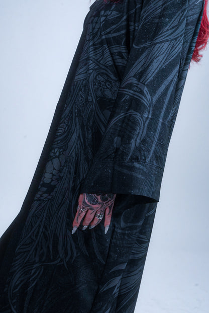 KUSEN BLACK EXTRA LONG KIMONO