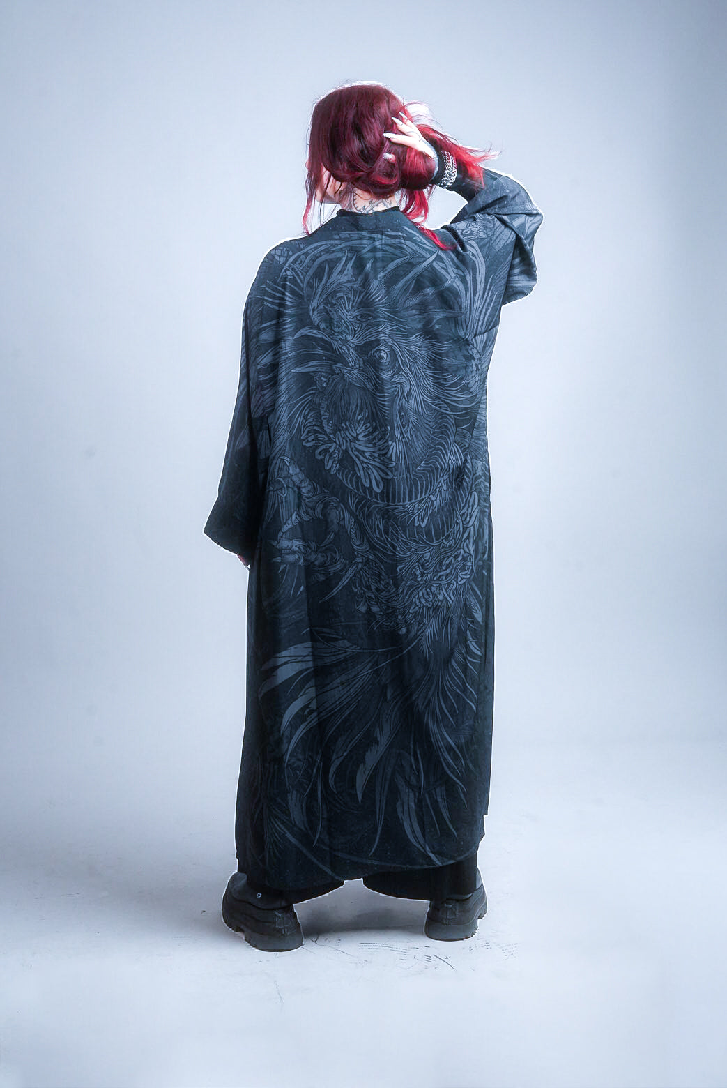 KUSEN BLACK EXTRA LONG KIMONO
