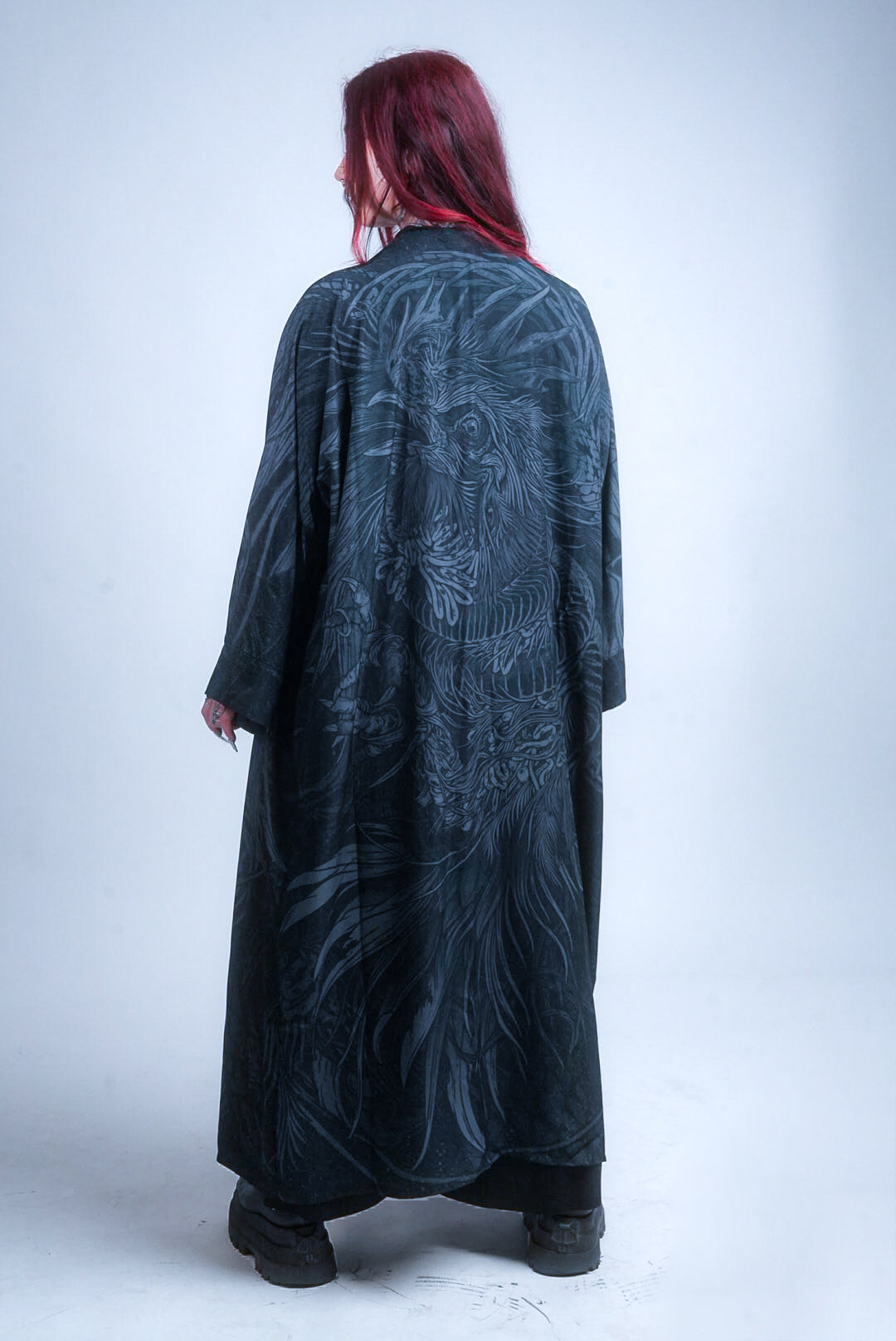 KUSEN BLACK EXTRA LONG KIMONO