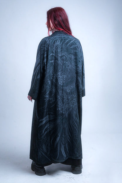 KUSEN BLACK EXTRA LONG KIMONO