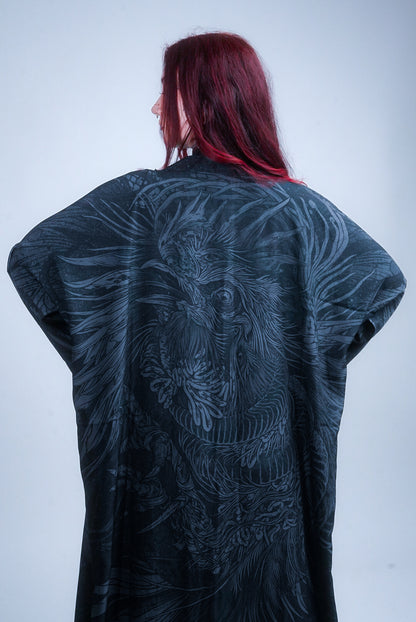 KUSEN BLACK EXTRA LONG KIMONO