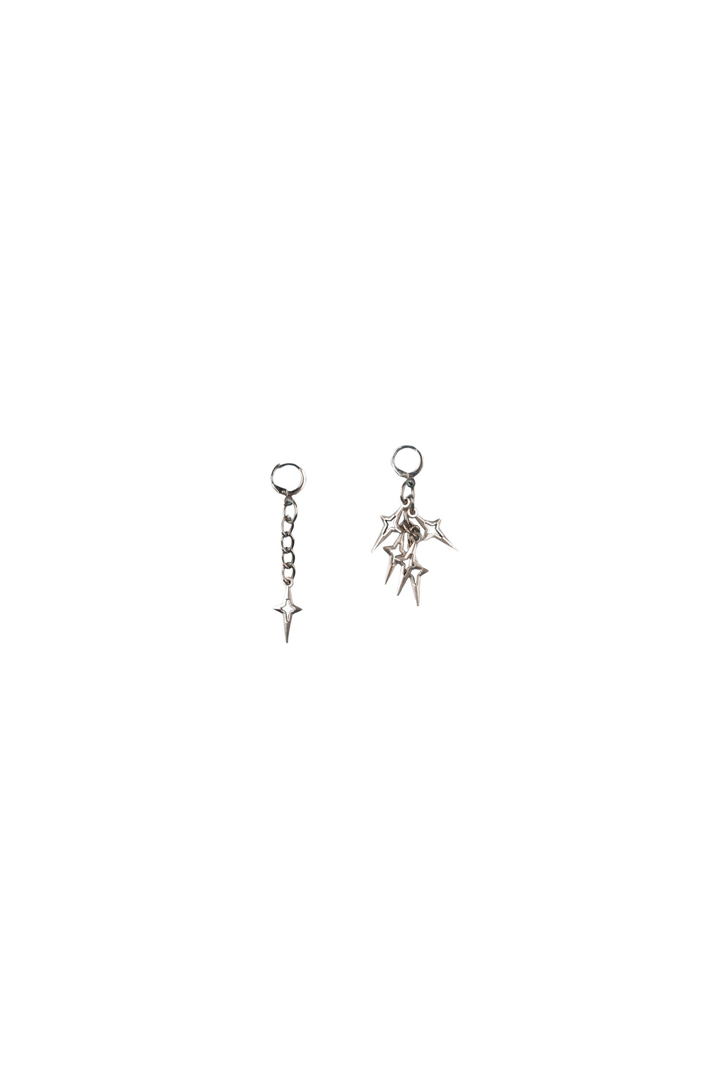Mismatched Star Charm Hoop Earrings